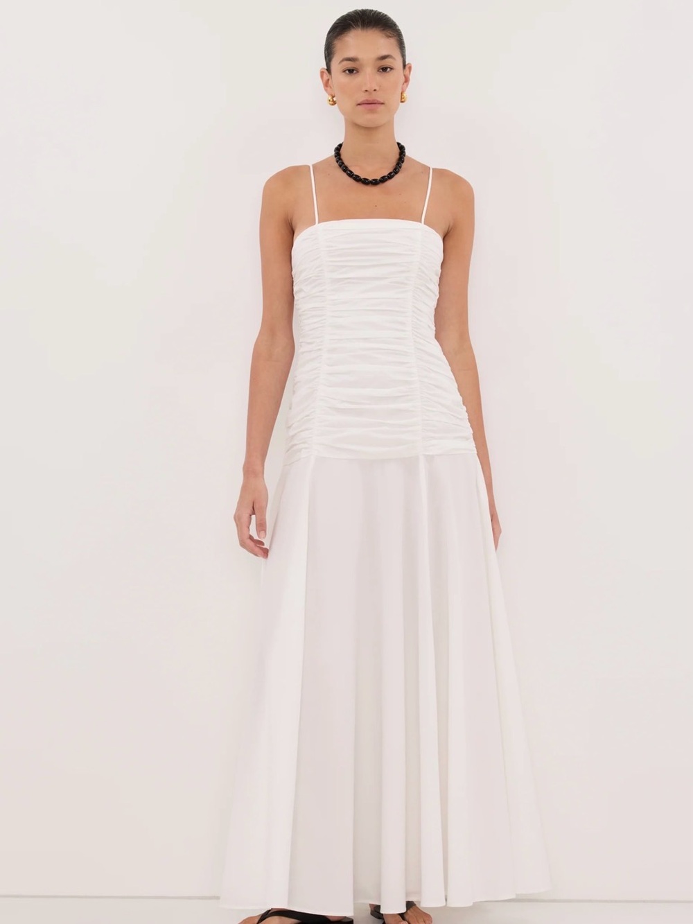 NWT DISSH Cara White Sleeveless Cotton Midi Dress